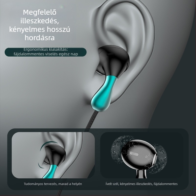 S04 kábeles, in-ear játékos fejhallgató, 3,5 mm egyenes csatlakozóval, mikrofon, 20–2000 Hz hangfrekvencia-tartomány, OPPO/Huawei/vivo számára