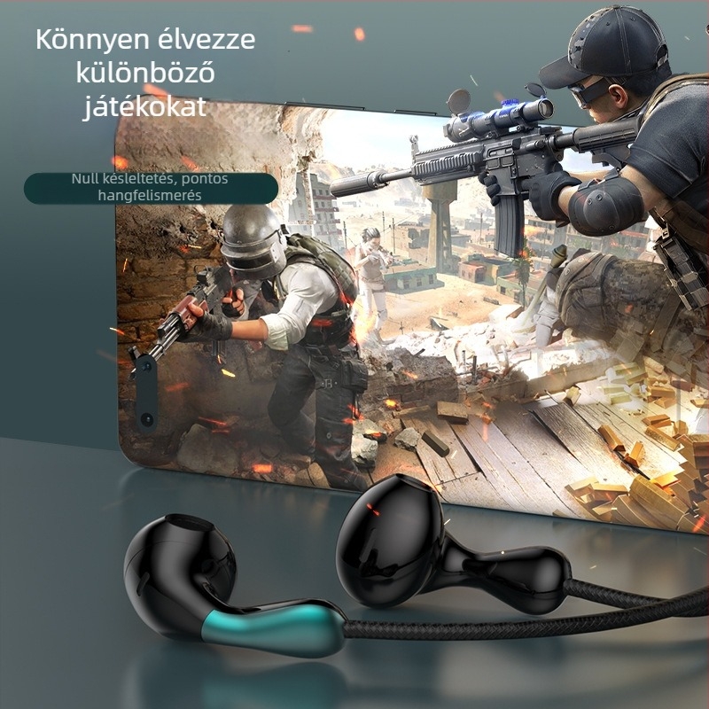 S04 kábeles, in-ear játékos fejhallgató, 3,5 mm egyenes csatlakozóval, mikrofon, 20–2000 Hz hangfrekvencia-tartomány, OPPO/Huawei/vivo számára