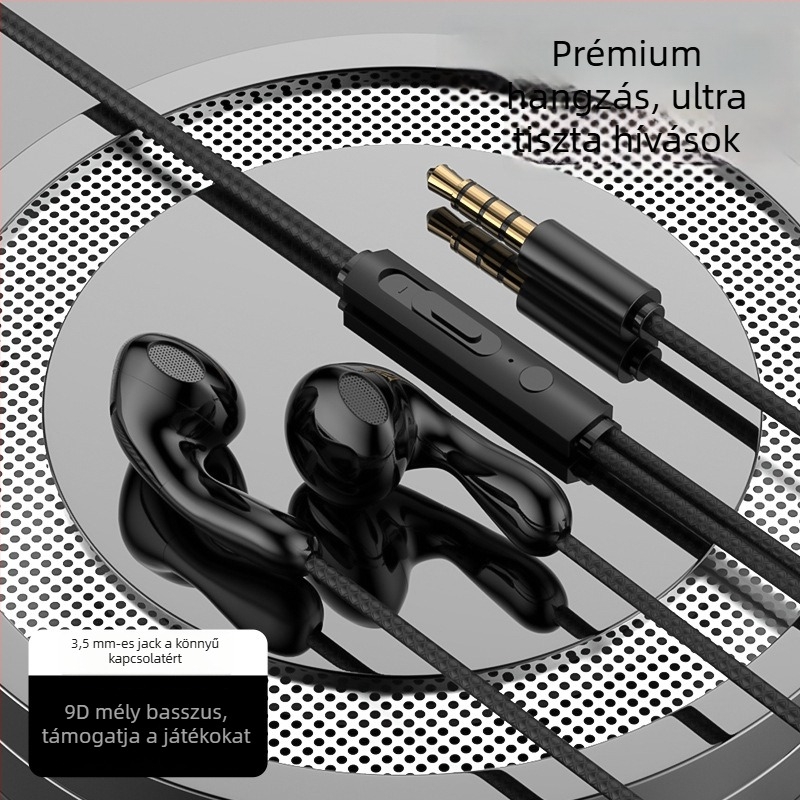 S04 kábeles, in-ear játékos fejhallgató, 3,5 mm egyenes csatlakozóval, mikrofon, 20–2000 Hz hangfrekvencia-tartomány, OPPO/Huawei/vivo számára