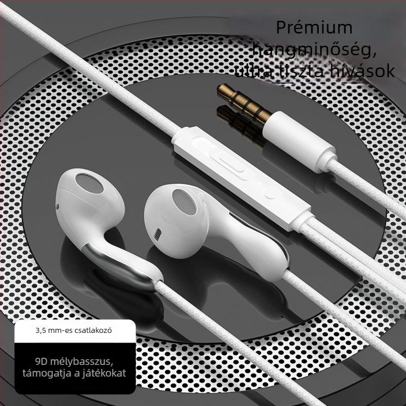 S04 kábeles, in-ear játékos fejhallgató, 3,5 mm egyenes csatlakozóval, mikrofon, 20–2000 Hz hangfrekvencia-tartomány, OPPO/Huawei/vivo számára