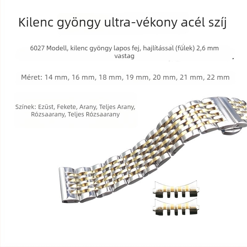 Jiuzhu óraszíj rozsdamentes acélból, pillangózáras csat, szilárd kivitel, Jiuzhu modell, hétköznapi és sokoldalú stílus