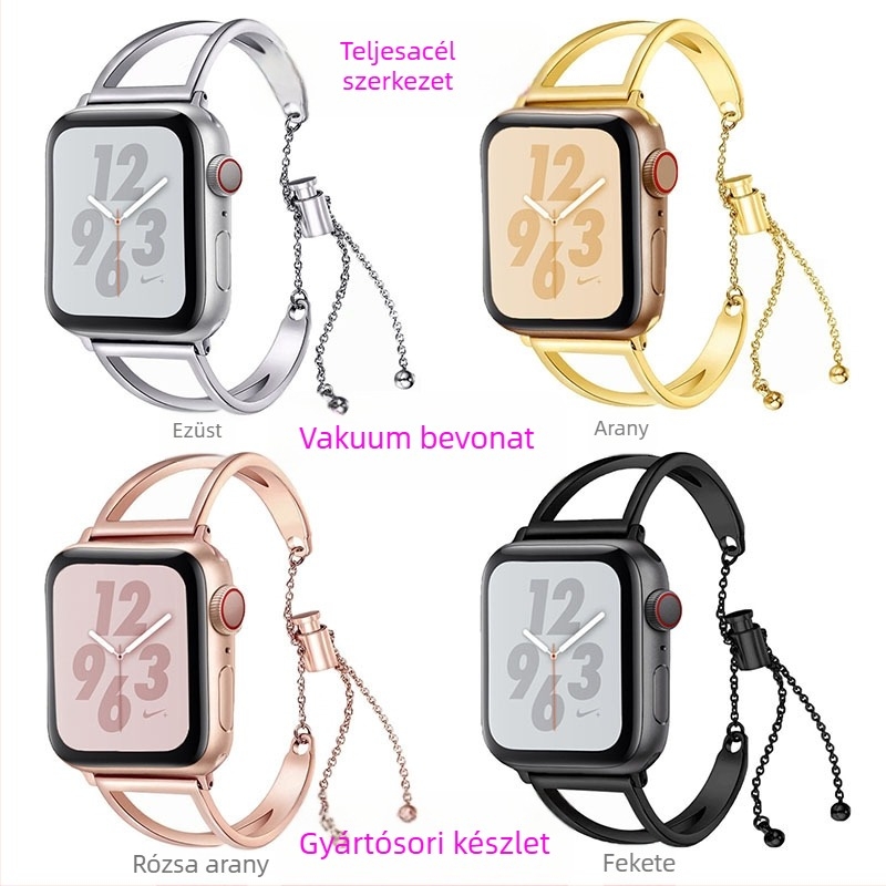Rozsdamentes acél óraszíj Apple Watch 1–5 és Huawei GT modellekhez – V-alakú kialakítás, Hongming márka