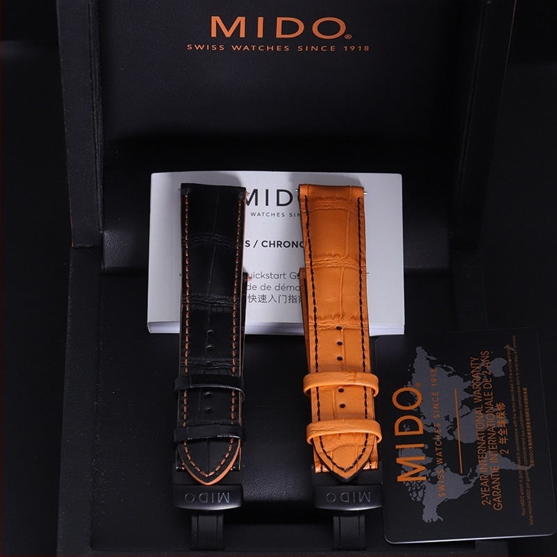 Maishiyou M005 Helmsman karóra valódi bőr szíjjal, narancsszínű bezel, 22 mm