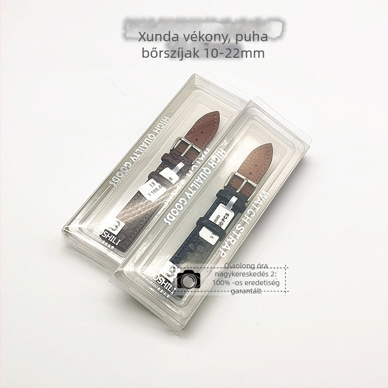 Ultra vékony krokodil mintás bőrszíj órához, kétoldalas felső marhabőr, 10-22 mm