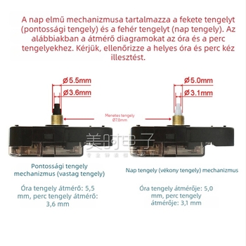 Kvarc falióra mozgató mechanizmus – modell 12888, ABS ház, csendes járás, modern minimalista stílus