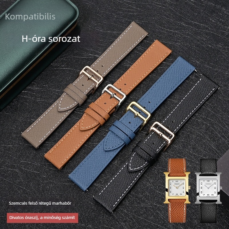 Hermès-stílusú, valódi bőrből készült óraszíj, borjúbőr, több színben és méretben