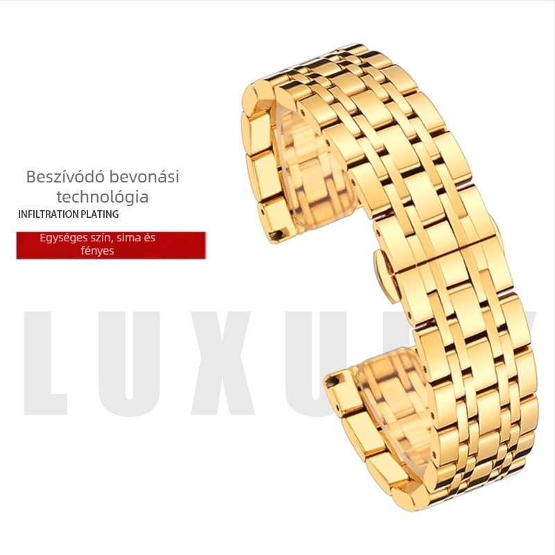 Rozsdamentes acél óraszíj pillangócsattal, hét gyöngyös dizájn, Baida Bentley, 2024 tél