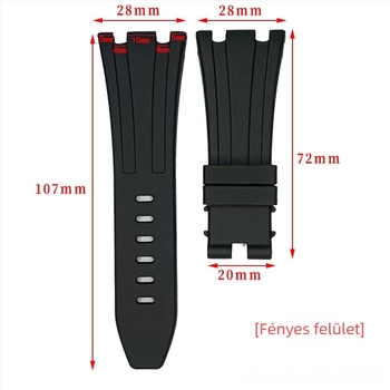 AP Royal Oak pótló karóraszíj fluorozott gumi, konkáv mintázat, 27-30 mm