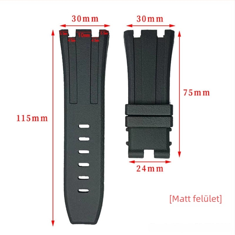 AP Royal Oak pótló karóraszíj fluorozott gumi, konkáv mintázat, 27-30 mm