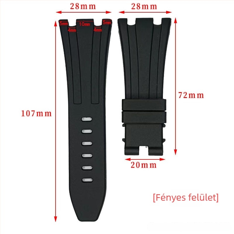 AP Royal Oak pótló karóraszíj fluorozott gumi, konkáv mintázat, 27-30 mm