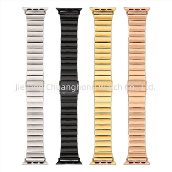 Rozsdamentes acél Apple Watch szíj bambusz-linkekkel, 38–42 mm