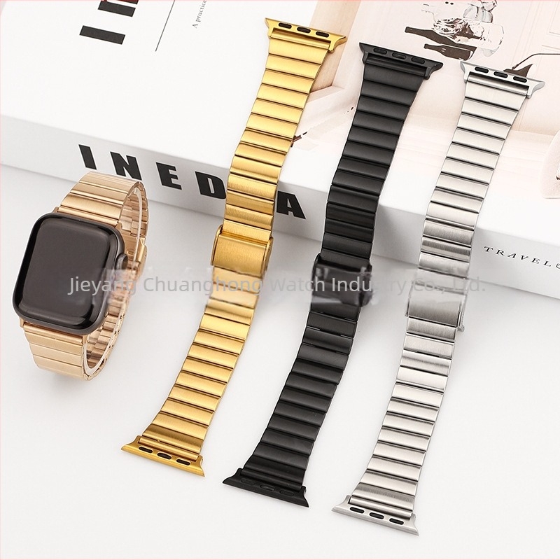 Rozsdamentes acél Apple Watch szíj bambusz-linkekkel, 38–42 mm