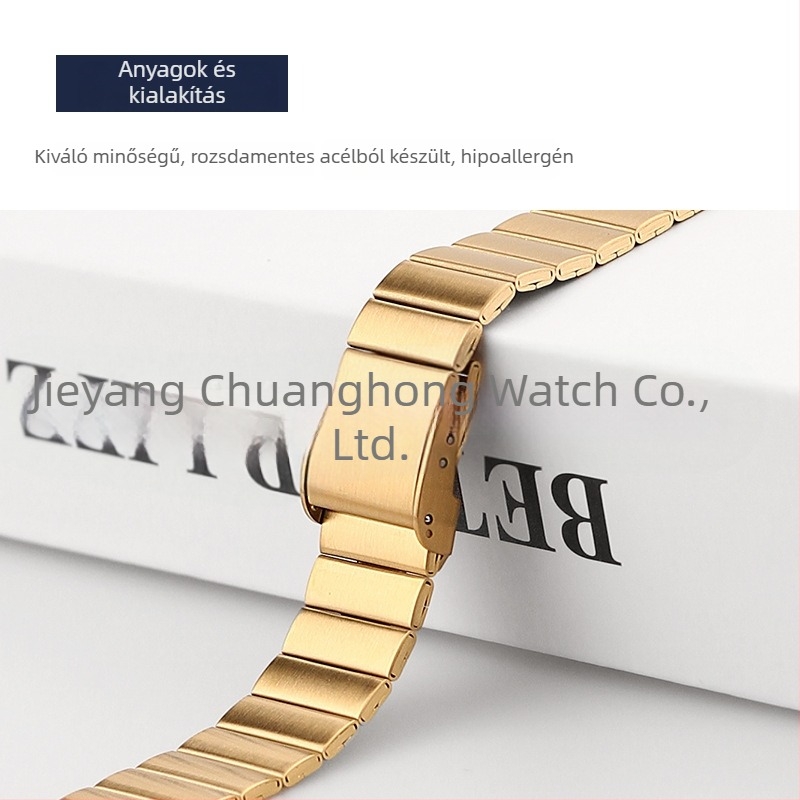 Rozsdamentes acél Apple Watch szíj bambusz-linkekkel, 38–42 mm