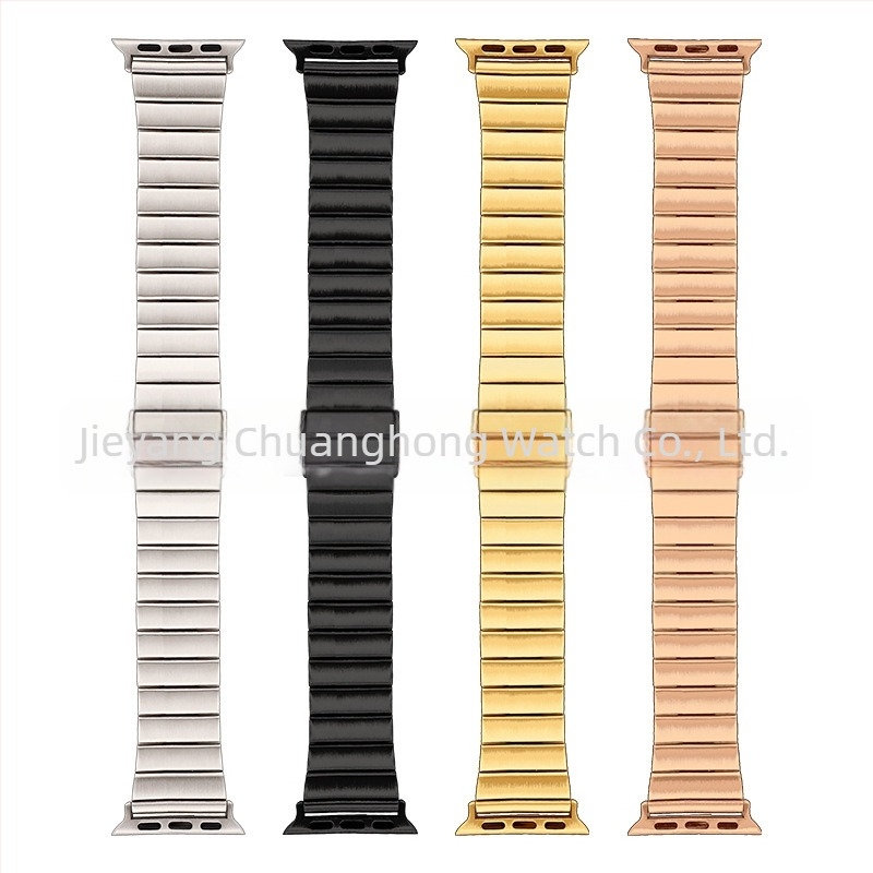 Rozsdamentes acél Apple Watch szíj bambusz-linkekkel, 38–42 mm