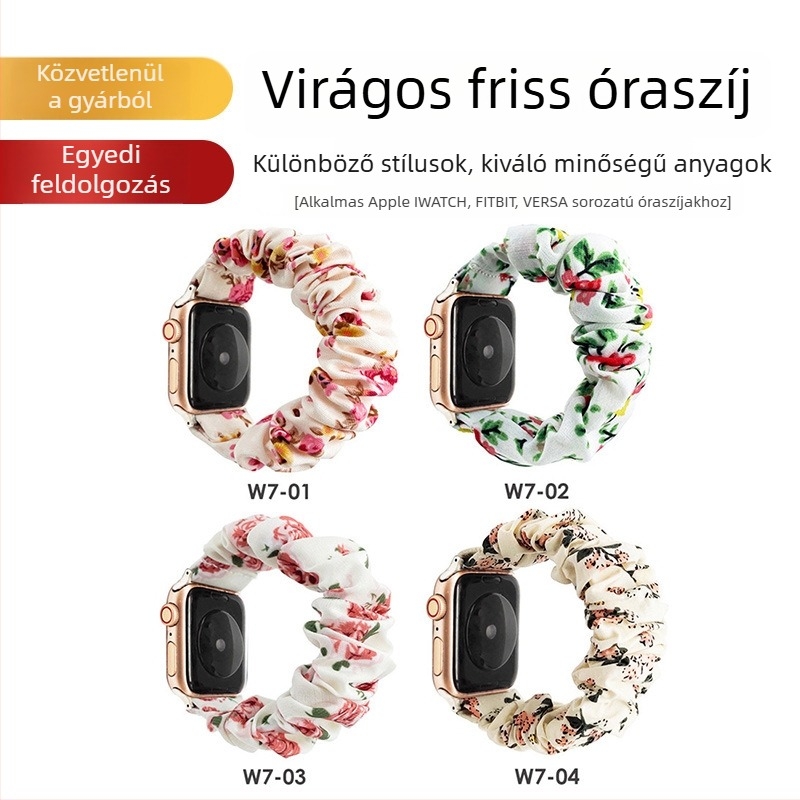 Apple Watch szíj virágos mintával, elasztikus, női stílushoz