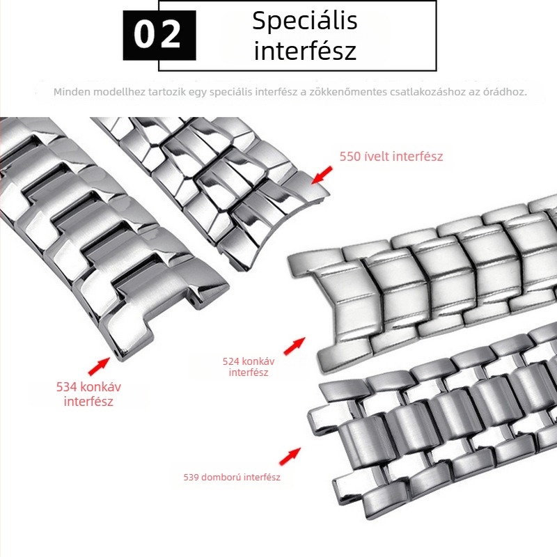 Casio óra szíj csereszsze Casio, rozsdamentes acél szíj, kompatibil EF-539, EF-544, EF-550, EF-527, EF-530, EF-534, LONGSEN/Langchen