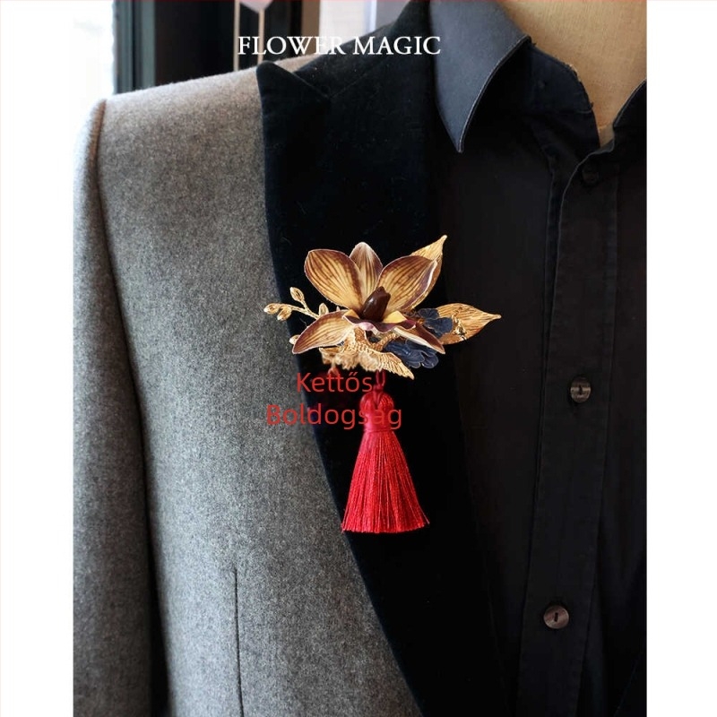 Kézzel készített Phalaenopsis koszorú – klasszikus kínai stílus, dupla boldogság motívummal az esküvőre