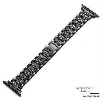 Gyémántokkal díszített fém óraszíj Apple/Samsung/Huawei/Xiaomi órákhoz; 20 mm interfész; csattanós csat; divatos stílus