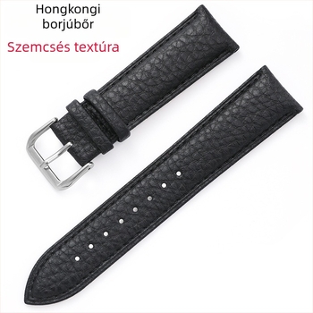 Valódi bőrszíj órához, liči mintázatú textúra, puha és vízálló, tűcsatos csattal, színes, 12–24 mm