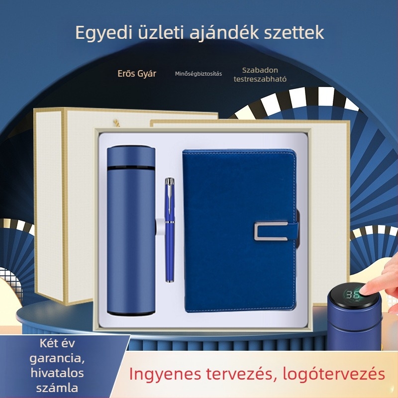 Termosz pohár és notesz ajándékcsomag — teafilterrel, nagy kapacitás, belső 304 rozsdamentes acél, külső 201 rozsdamentes acél, vákuum szigetelés 6–12 óra