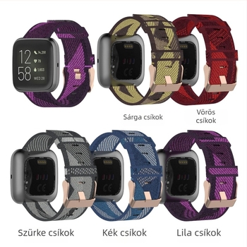 Nylon szíj Fitbit Versa/ Versa 2 okosórához — Denim Canvas Blaze, hétköznapi stílus