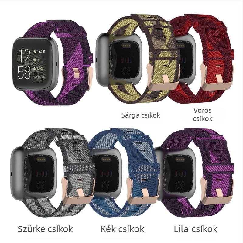 Nylon szíj Fitbit Versa/ Versa 2 okosórához — Denim Canvas Blaze, hétköznapi stílus