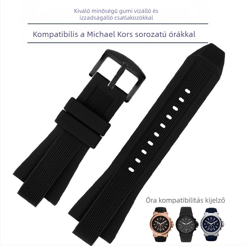 Michael Kors MK-hez készített gumiszíj, férfiaknak, kompatibilis MK órákkal, sportos stílus