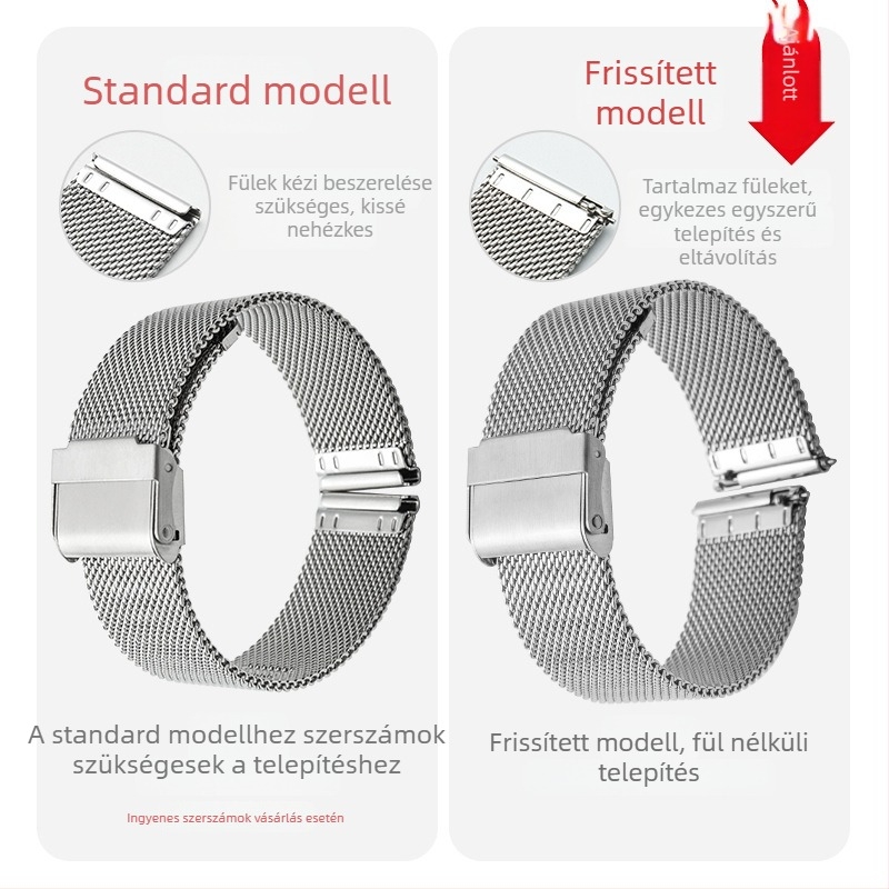 Rozsdamentes acél Milanese hálószíj Huawei GT2 / GTR2 számára, dupla csattal