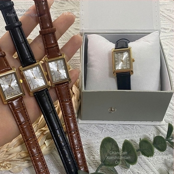 HL-025 Női karóra Swiss ETA kvarcmozgással, 36 mm-es négyszögletes számlap, valódi bőr szíj, 30 m vízállóság, testre szabható logó