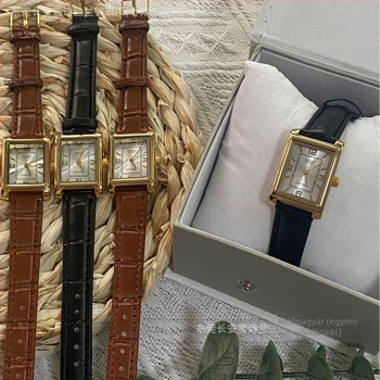 HL-025 Női karóra Swiss ETA kvarcmozgással, 36 mm-es négyszögletes számlap, valódi bőr szíj, 30 m vízállóság, testre szabható logó