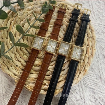 HL-025 Női karóra Swiss ETA kvarcmozgással, 36 mm-es négyszögletes számlap, valódi bőr szíj, 30 m vízállóság, testre szabható logó
