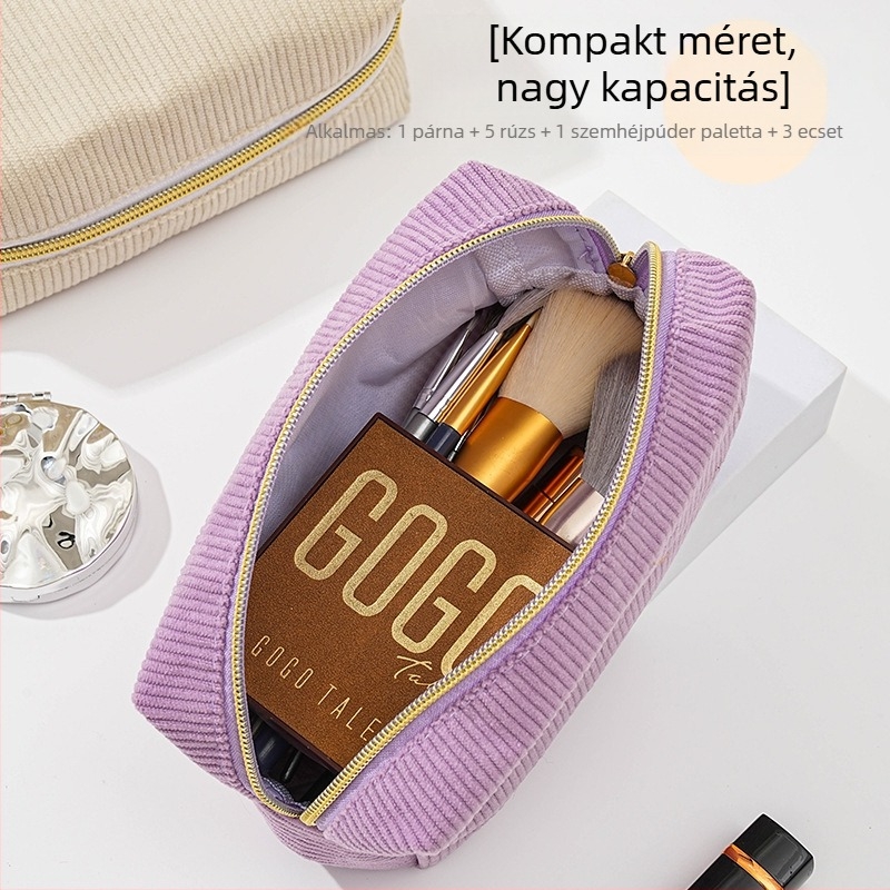 Corduroy tároló táska, uniszex, nylon bélés, cipzár, multifunkcionális tolltartó és kozmetikai/utazási szervező