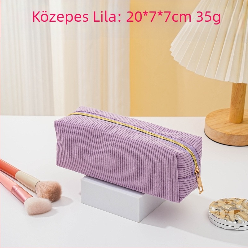 Corduroy tároló táska, uniszex, nylon bélés, cipzár, multifunkcionális tolltartó és kozmetikai/utazási szervező