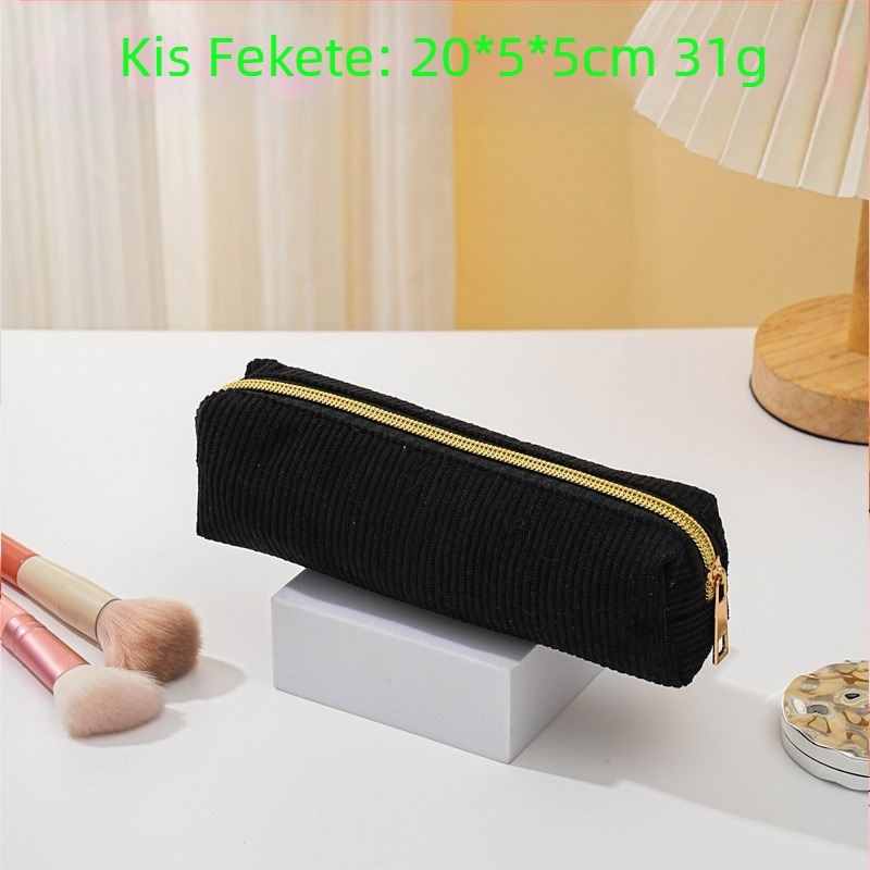 Corduroy tároló táska, uniszex, nylon bélés, cipzár, multifunkcionális tolltartó és kozmetikai/utazási szervező