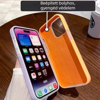 Lágy folyékony szilikonból készült zselés tok iPhone-hoz – teljes védelem, pontos kivágások; színek: sárga, zöld, fekete.