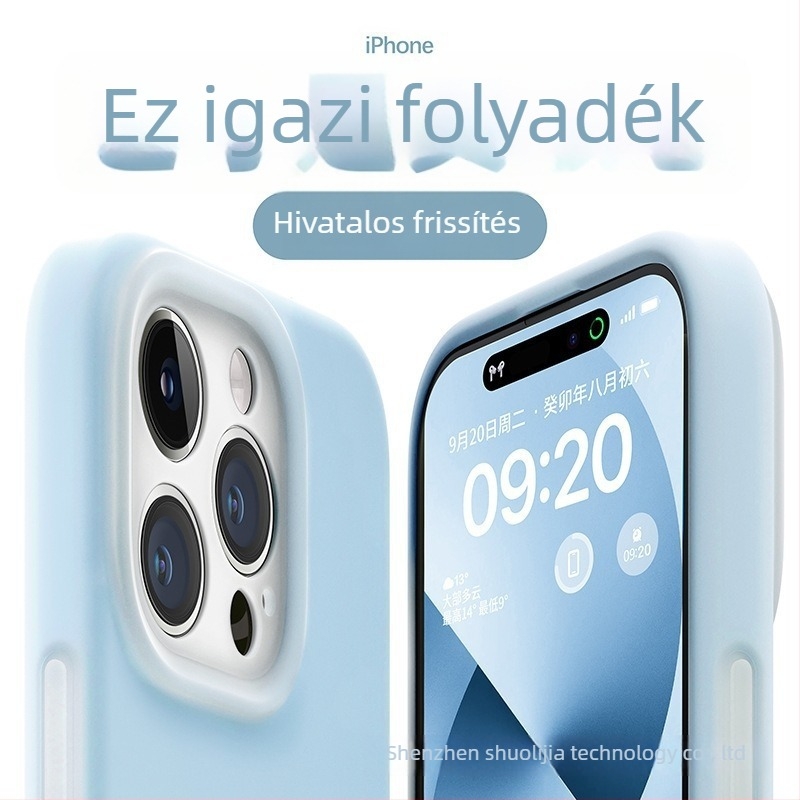 Lágy folyékony szilikonból készült zselés tok iPhone-hoz – teljes védelem, pontos kivágások; színek: sárga, zöld, fekete.