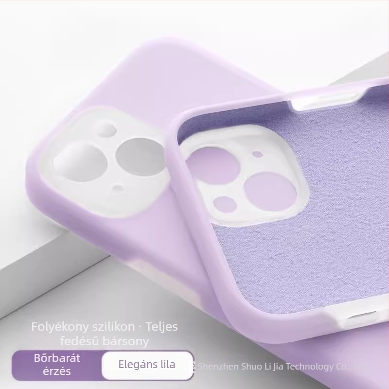 Lágy folyékony szilikonból készült zselés tok iPhone-hoz – teljes védelem, pontos kivágások; színek: sárga, zöld, fekete.