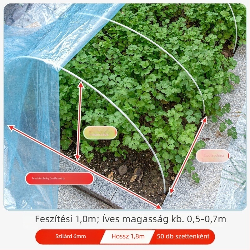 Íves üvegházkeret, üvegszálas rudak és kiegészítők, háromrészes készlet mezőgazdasági ültetéshez