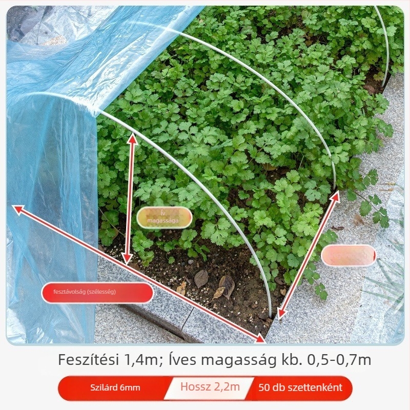 Íves üvegházkeret, üvegszálas rudak és kiegészítők, háromrészes készlet mezőgazdasági ültetéshez
