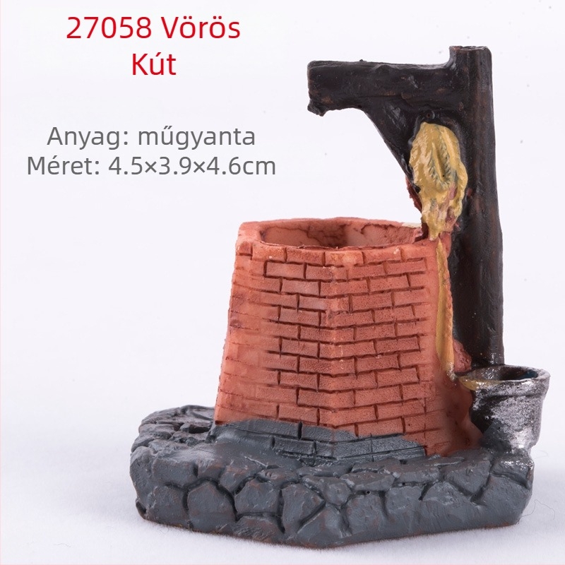 Gyanta mini tájkép bonsai dísz, ház motívumos dekoráció, modern minimalizmus
