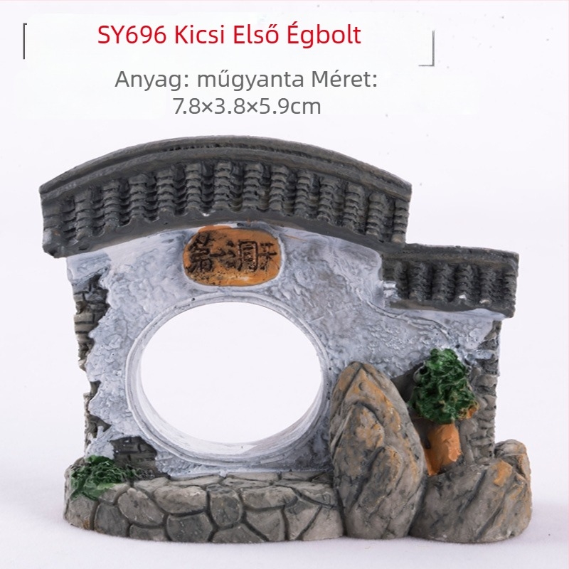 Gyanta mini tájkép bonsai dísz, ház motívumos dekoráció, modern minimalizmus