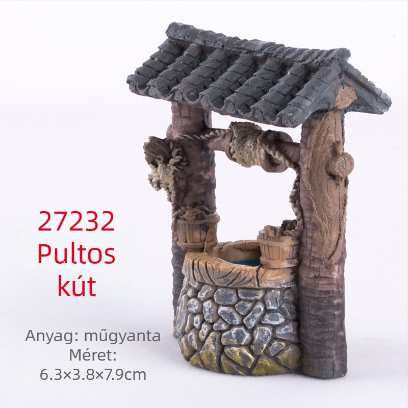 Gyanta mini tájkép bonsai dísz, ház motívumos dekoráció, modern minimalizmus