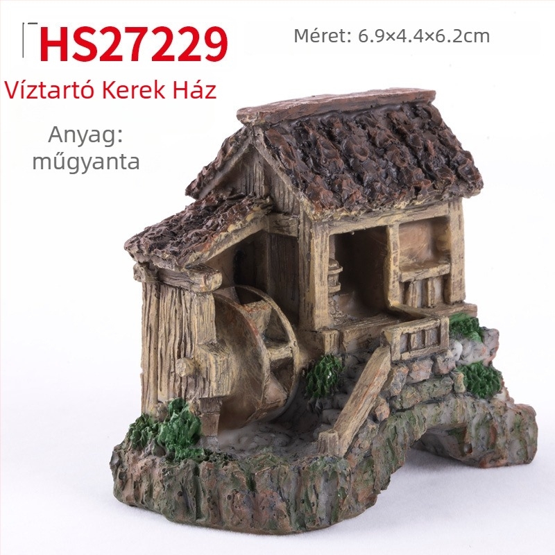 Gyanta mini tájkép bonsai dísz, ház motívumos dekoráció, modern minimalizmus
