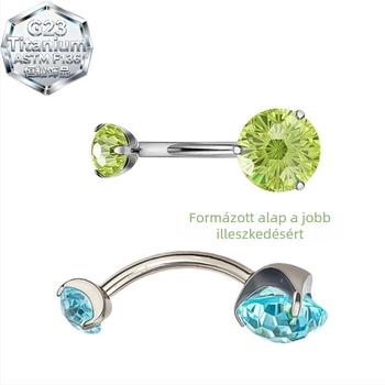 Titánium ötvözetű köldök piercing gyűrű geometriai forma és 5A zirkon beépítés