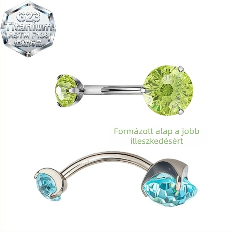 Titánium ötvözetű köldök piercing gyűrű geometriai forma és 5A zirkon beépítés