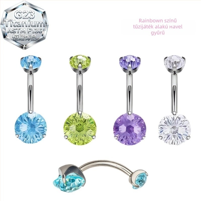 Titánium ötvözetű köldök piercing gyűrű geometriai forma és 5A zirkon beépítés