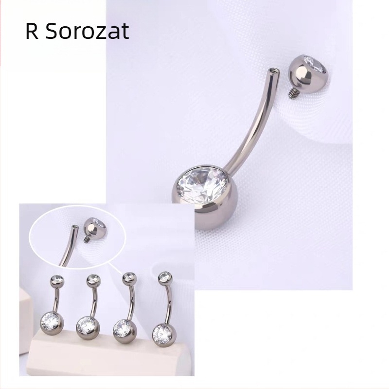 Köldökpiercing Geometriai forma, G23 titán ötvözet, beépített zirkónia