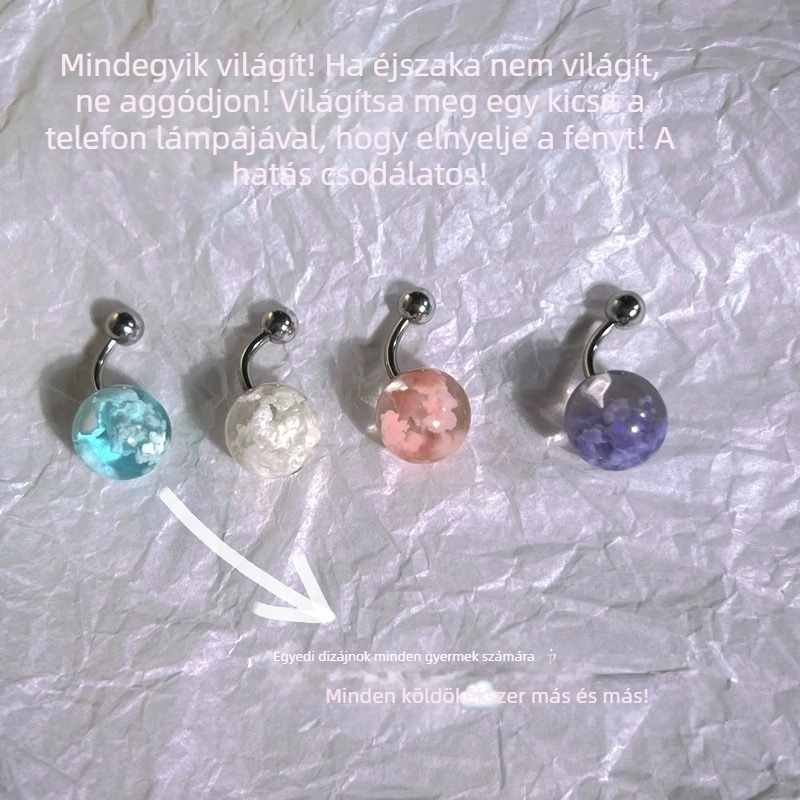 Fénylő köldökgyűrű titánacélból, külső menet