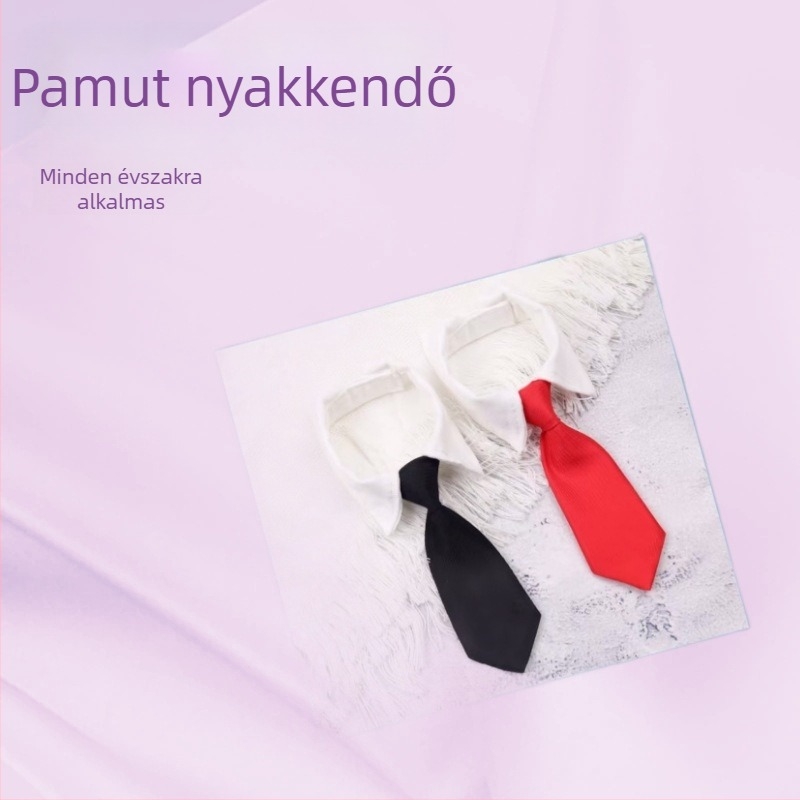 Macska- és kutya papínyakörv, pamut anyag, színes négyzetes mintázat, mindennapi stílus, egész évben használható