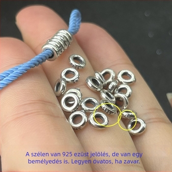 925-ös ezüstből készült nagy lyukú spacer gyöngyök kristályos karkötőhöz, spirál nyaklánchoz és bokalánchoz, állítható záróelem, DIY ezüst kiegészítők